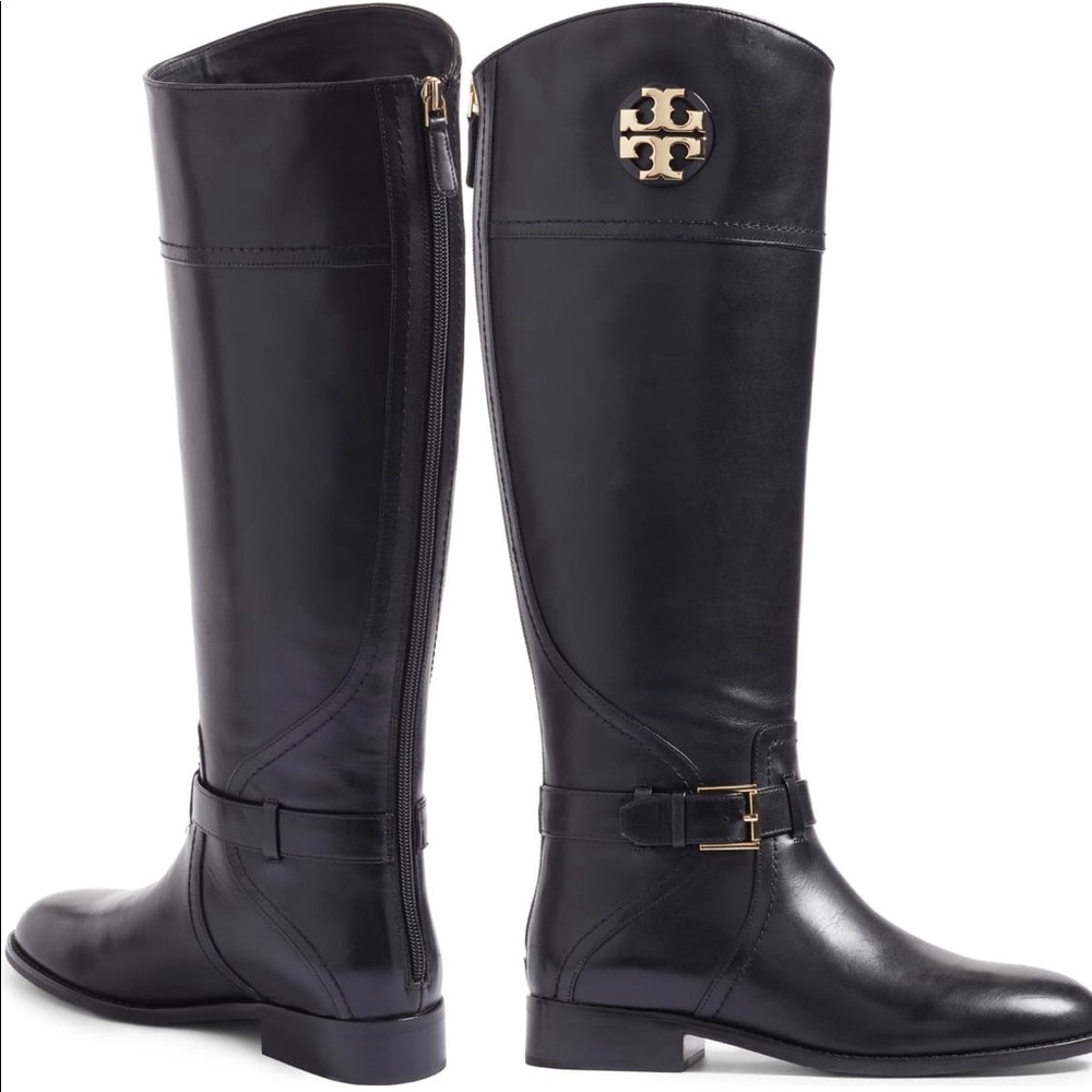 Tory Burch Black Adeline Leather Riding Boots